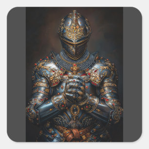 Brave Medieval Knight Vierkante Sticker