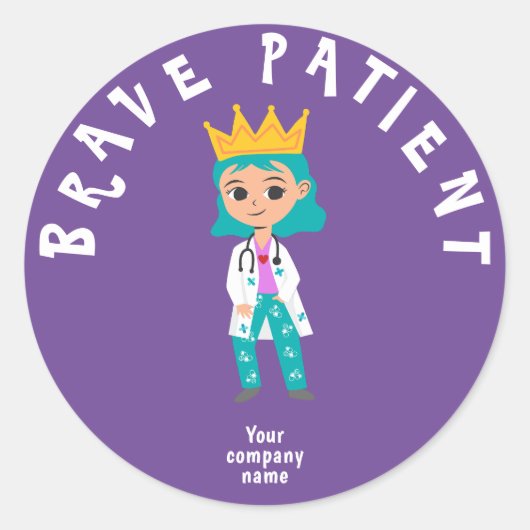 Brave Patiënt sticker - op maat gesneden firmanaam (Voorkant)