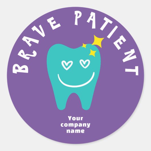 Brave Patiënt sticker - tandarts aangepaste naam (Voorkant)