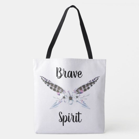 Brave Spirit met veren, pijlen en bloemen Draagtas (Voorkant)