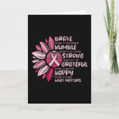 Brave Sterke Grateful Breast Cancer Awareness Kaart (Voorkant)
