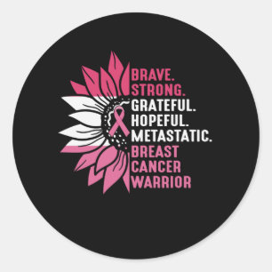 Brave Sterke Grateful Breast Cancer Awareness Ronde Sticker