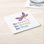 Brave Sterke True Dragonfly Vierkante Kartonnen Onderzetter (Schuin)