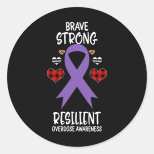 Brave Sterke Veerkrachtige Overdosis Awareness Rib Ronde Sticker