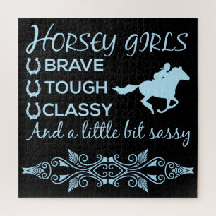 Brave Tough Classy Horse Girl in Light Blue Legpuzzel