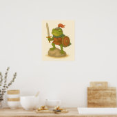 Brave Warrior Frog op een Steen Poster (Keuken)