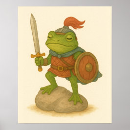 Brave Warrior Frog op een Steen Poster
