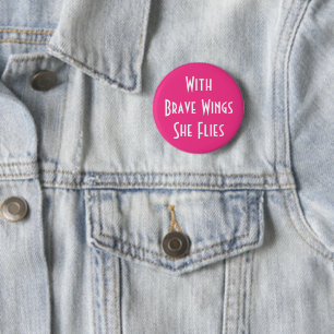 Brave Wings Breast Cancer Button
