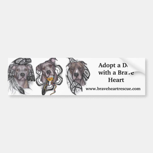 BraveHeart Pit Bull Rescue Bumpersticker (Voorkant)
