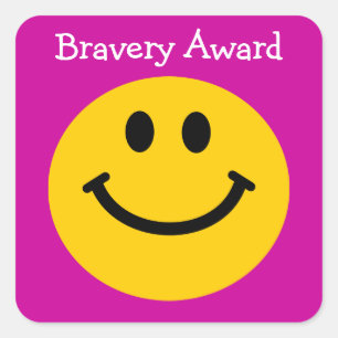 Bravery award gele kant roze vierkante sticker