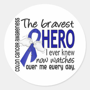 Bravest Hero I Ever Knew Colon Cancer Ronde Sticker