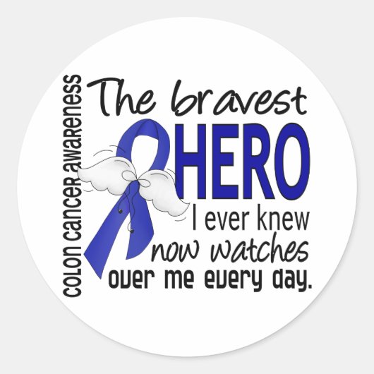 Bravest Hero I Ever Knew Colon Cancer Ronde Sticker (Voorkant)