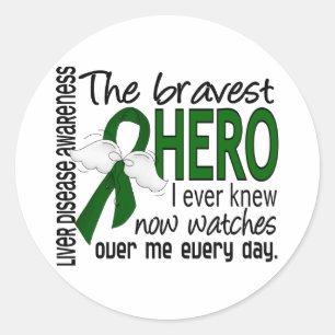 Bravest Hero I Ever Knew Liver Disease Ronde Sticker