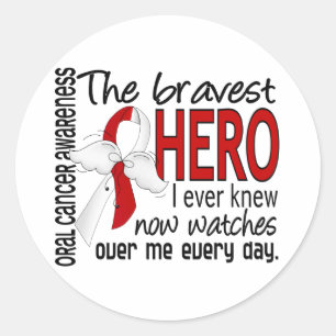 Bravest Hero I Ever Knew oral Cancer Ronde Sticker