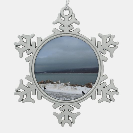 Braving het Storm samen Tin Sneeuwvlok Ornament (Voorkant)