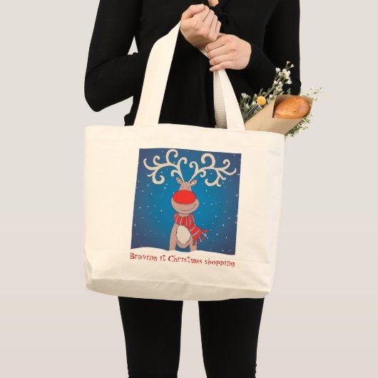 Braving it Kerstmis boodschappentas Grote Tote Bag (Voorkant (product))