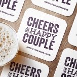 Bravo au heureux couple mariage violet<br><div class="desc">Avant le jour de votre mariage, amusez-vous avec une célébration "Brews Before I Do". Que ce soit pour un dîner de répétition, une soirée de baccalauréat ou une fête de fiançailles, ce dessous de verre audacieux et amusant est parfait pour une brasserie ou une fête autour de la bière. Ce...</div>