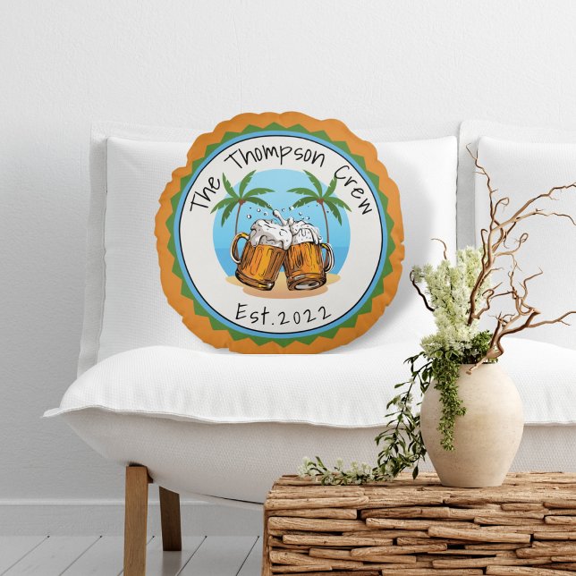 Bravo avec Bières Tropical Round logo Coussin rond (Créateur téléchargé)