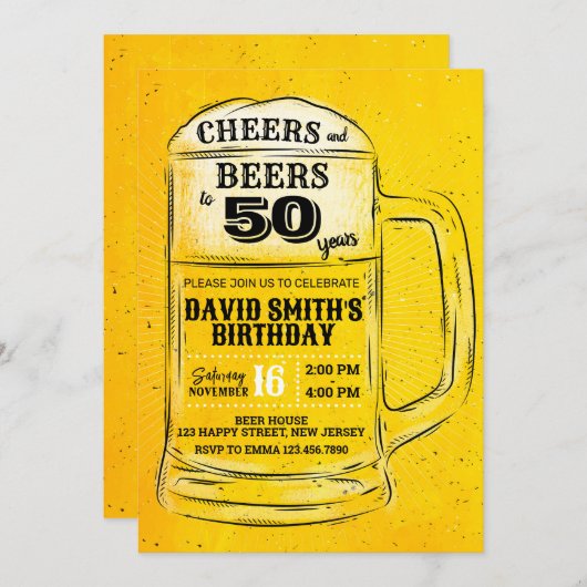 Bravo & Bières Invitation d'anniversaire. N'import (Devant / Derrière)