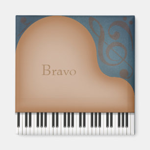 "Bravo" Brown Grand Piano Cute  Music Magneet