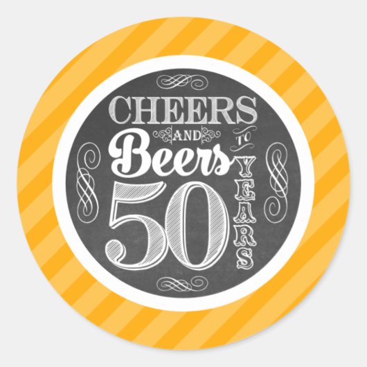 Bravo et bières à 50 ans rond Stickers Étiquettes (Devant)