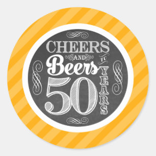 Bravo et bières à 50 ans rond Stickers Étiquettes