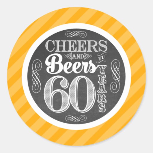 Bravo et bières à 60 ans rond Stickers Étiquettes (Devant)