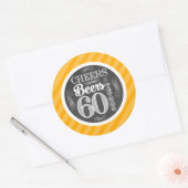 Bravo et bières à 60 ans rond Stickers Étiquettes (Enveloppe)