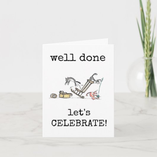 Bravo, Félicitations, Mignonne Carte Chat (Devant)