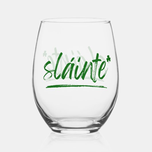 Bravo Irish Sláinte Verre à vin - Vert (Verso)