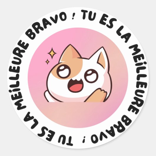 Bravo Tu Es La Meilleure Kawaii Cat Sticker (Devant)
