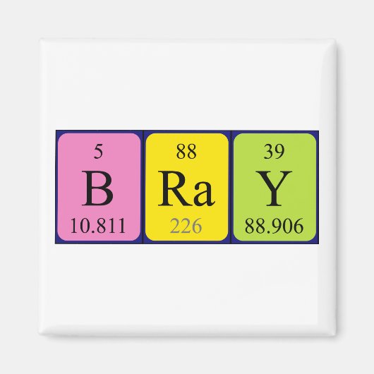 Bray periodieke table name magnet magneet (Voorkant)