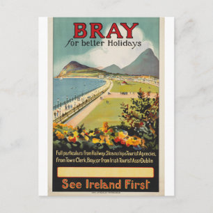 Bray voor betere vakanties, vintage Ierse reis Briefkaart
