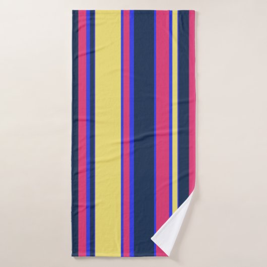 Brayures rose, jaune et bleue (Serviette de bain)