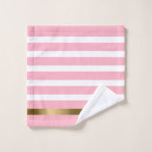 Brayures roses et blanches, accents d'or motif (Gant de toilette)