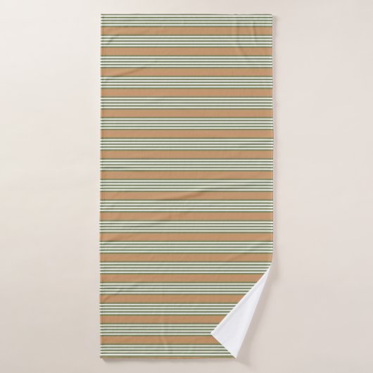 Brayures vert olive et blanc motif avec bronze (Serviette de bain)