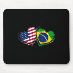 Brazil Amerikaanse Vlag Hart Braziliaans Amerikaan Muismat