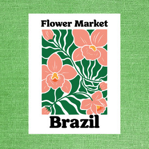 Brazil Bloemenmarkt Perzik Orchidee Tropisch Briefkaart