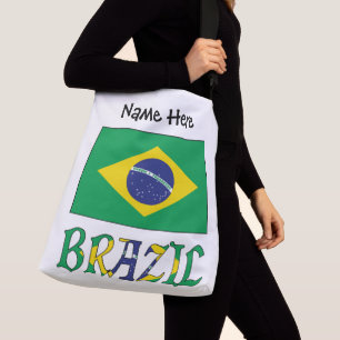 Brazil Braziliaanse Vlag Gepersonaliseerde Naam Crossbody Tas