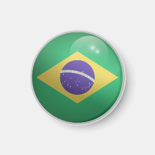 Brazil Glanzende Cirkel Vlag Magneet