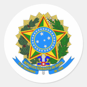 Brazil land coat wapen symbool embleem ster vlag ronde sticker