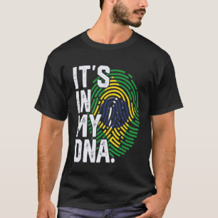 Brazil Roots Vlag Vingerafdruk Grafisch Patriottis T-shirt