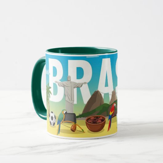 Brazil Travel Mug – Rio Carnival & Landmarks (Devant gauche)