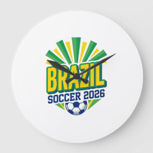 Brazil Voetbal 2026 Voetbal Vet Land Typografie Grote Klok