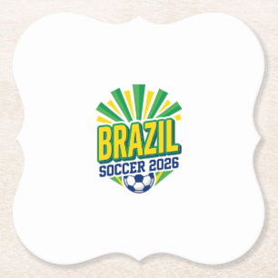 Brazil Voetbal 2026 Voetbal Vet Land Typografie Kartonnen Onderzetters