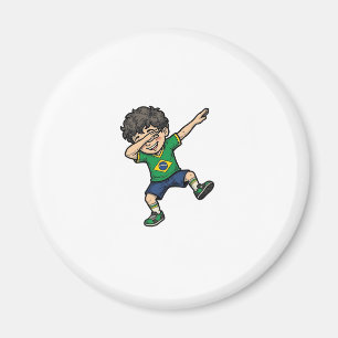 Brazil Voetbal Dab Jongen Vintage Vector T-shirt_1 Magneet