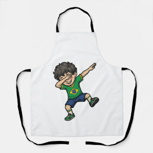 Brazil Voetbal Dab Jongen Vintage Vector T-shirt_1 Schort