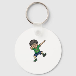 Brazil Voetbal Dab Jongen Vintage Vector T-shirt_1 Sleutelhanger