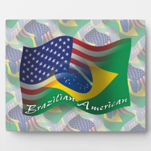 Braziliaans-Amerikaanse golfvlag Fotoplaat