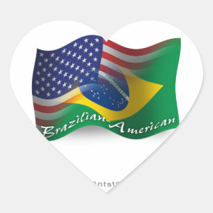 Braziliaans-Amerikaanse golfvlag Hart Sticker